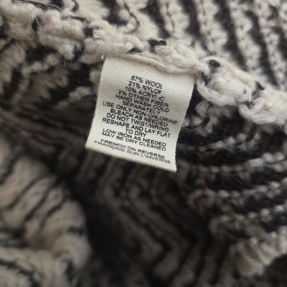 Anthropologie Moth Cardigan XL Wool Blend Open Front Chevron Textured Long - Picture 11 of 13